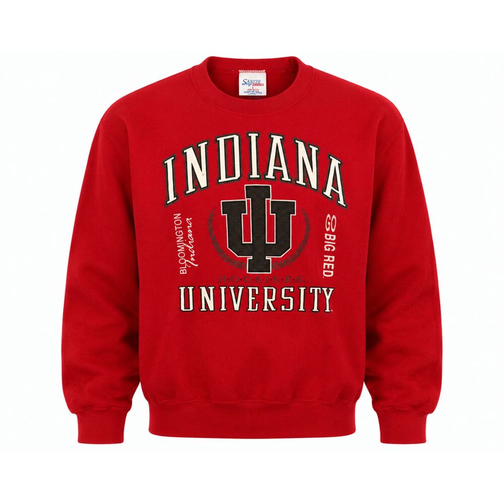 Vintage Indiana University Hoosiers Crewneck Sweatshirt Red USA Made Large